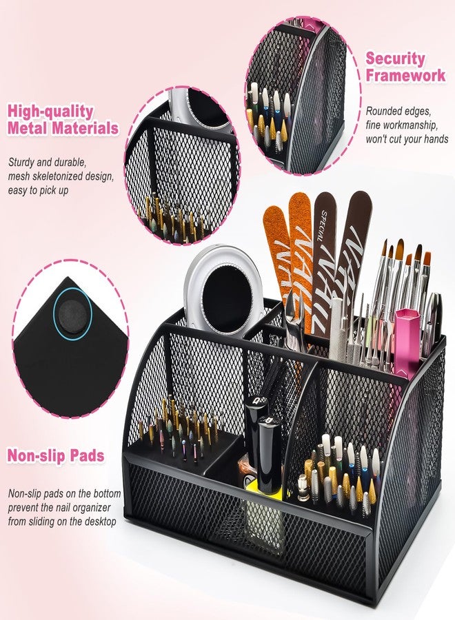 CGBE Nail Drill Bits Holder: 60 Holes Professional Drill Bit Holder for Nails - Mesh Metal Nail Tools Organizer Display Case - Nail Desk Organizer for Nail Tech - Black (Not Included Nail Drill) - Image 4